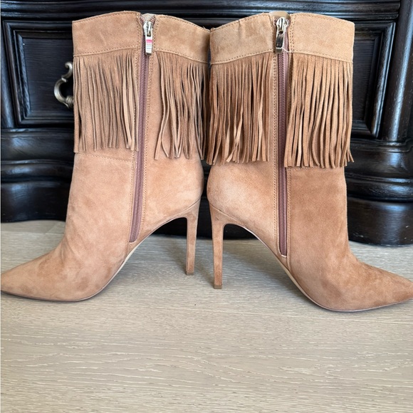 Nine West Tries Pointed Toe Ankle Booties Cognac Suede Size 10 - Picture 6 of 11